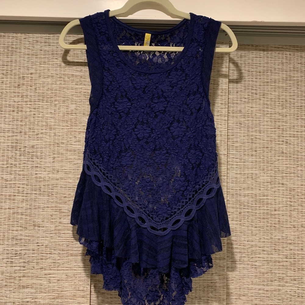Free People Purple Lace Cutout Tank